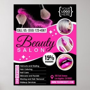 Black and Pink Beauty Salon Designed for download Poster