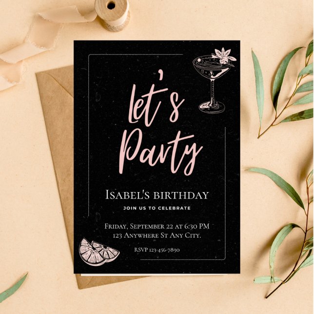 Black and Pink Birthday Invitation (Creator Uploaded)
