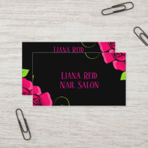 Black and pink business card with flowers