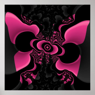 Black and Pink Butterfly Fractal Poster