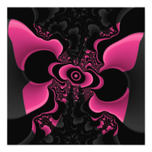 Black and Pink Butterfly Fractal Print