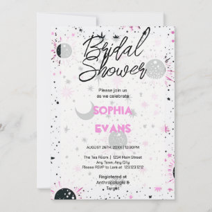 Black and Pink Celestial Bridal Shower Invitation