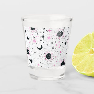 Black and Pink Celestial Sun Moon Stars Shot Glass