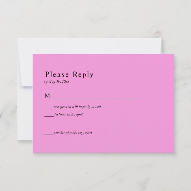 Black and Pink Celestial Wedding RSVP Card (Front)
