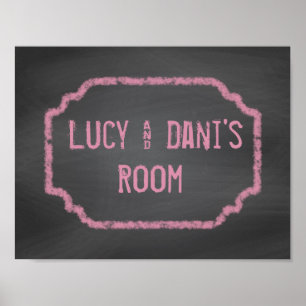 Black and Pink Chalkboard Roommates Wall Art