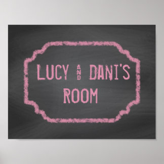 Black and Pink Chalkboard Roommates Wall Art