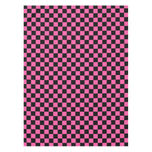 Black and pink chequerboard pattern tablecloth