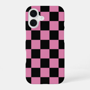 Black and Pink Chequered Print iPhone 16 Case