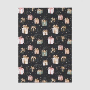 Black and pink Christmas Gift Boxes Pattern Tissue Paper