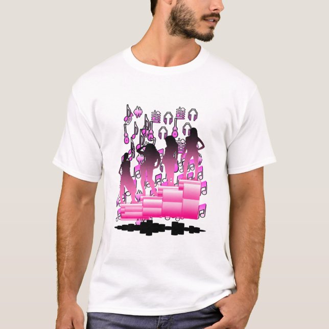 Black and Pink Colourful Design T-Shirt (Front)