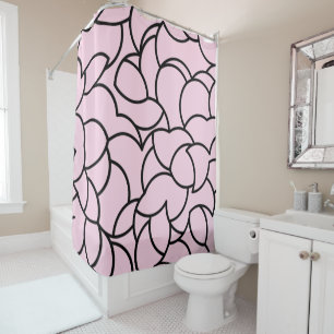 Black and Pink Comingled Abstract Shower Curtain