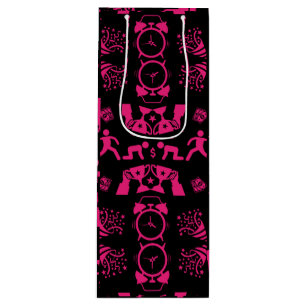 Black And Pink Congratulations On The New Job. Wine Gift Bag