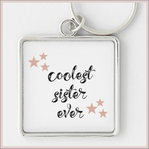 Black and Pink Coolest Sister Ever  Key Ring
