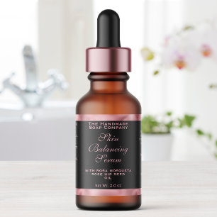 Black and Pink Cosmetics Dropper Bottle Label