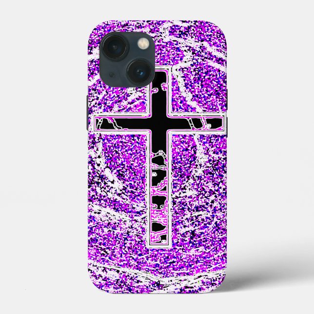 BLACK AND PINK CROSS WITH PURPLE BACKGROUND Case-Mate iPhone CASE (Back)