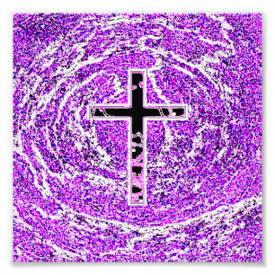 BLACK AND PINK CROSS WITH PURPLE BACKGROUND PHOTO PRINT