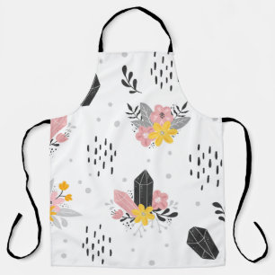 Black and pink crystals with flowers and abstract  apron