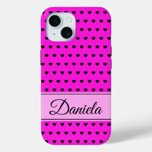 Black And Pink Custom Name iPhone 15 Case