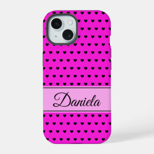 Black And Pink Custom Name iPhone 15 Case