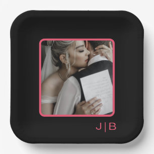  Black, and pink customisable  Paper Plate