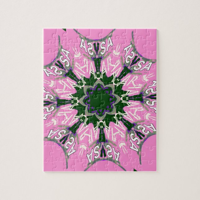 Black and pink Cute Floral Fashion design Jigsaw Puzzle (Vertical)