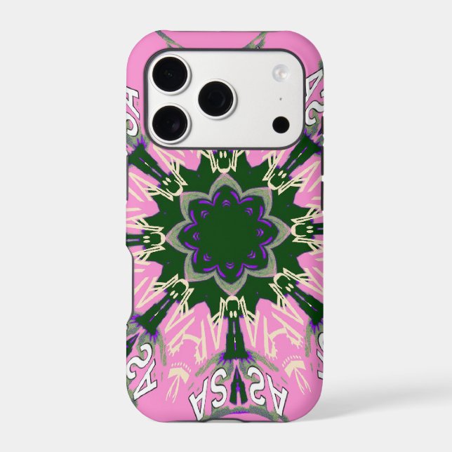 Black and Pink Cute Floral Fashion Motif Monogram  (Back)