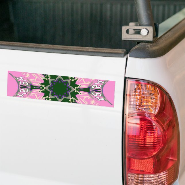 Black and Pink Cute Floral Fashion Motif Monogram  Bumper Sticker (On Truck)