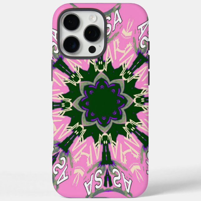 Black and Pink Cute Floral Fashion Motif Monogram  Case-Mate iPhone Case (Back)