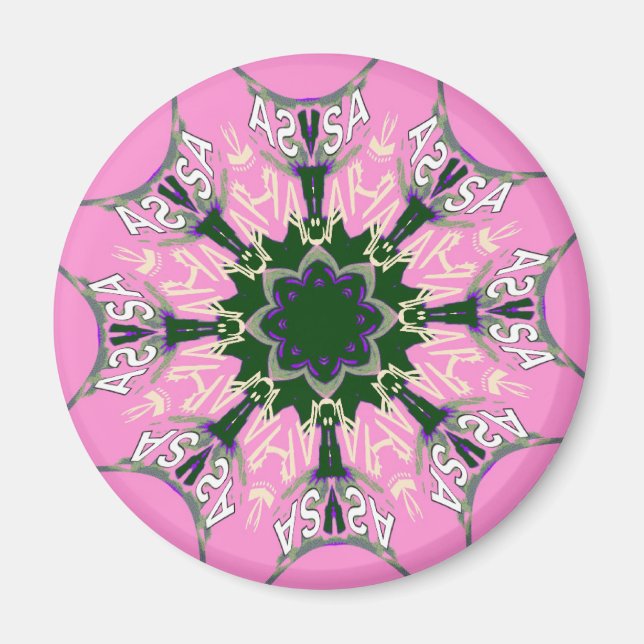 Black and Pink Cute Floral Fashion Motif Monogram  Magnet (Front)