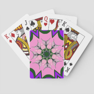 Black and Pink Cute Floral Fashion Motif Monogram  Playing Cards