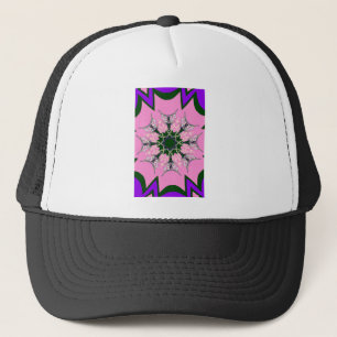Black and Pink Cute Floral Fashion Motif Monogram  Trucker Hat