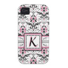 Black and Pink Damask Monogram