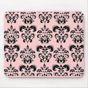 BLACK AND PINK DAMASK MOUSE MAT