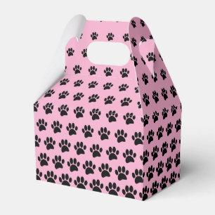 Black and Pink Dog Paw Print Pattern Custom  Favour Box