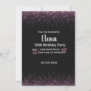 Black and  Pink Elegant Birthday Party Invitation