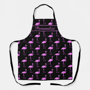 Black and pink flamingo custom kitchen cooking apron