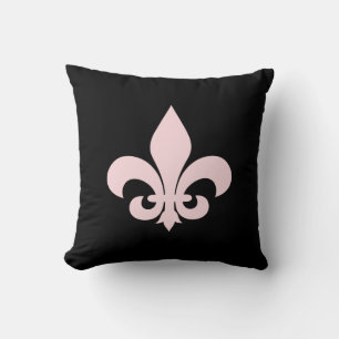 Black and Pink Fleur de Lis Cushion