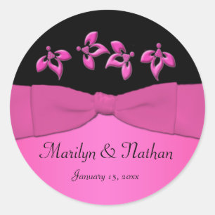 Black and Pink Floral 1.5" Round Sticker