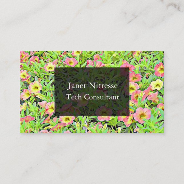 Black and Pink Floral Business Cards (Front)