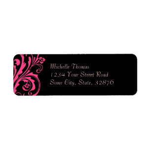 Black and Pink Floral Chic Wedding Address