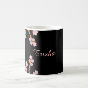 Black and Pink Floral Coffee Mug