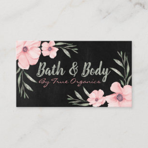 Black And Pink Floral Handmade Spa Bath & Body Business Card