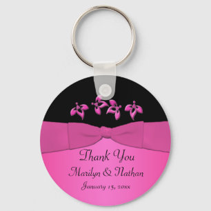 Black and Pink Floral Keychain