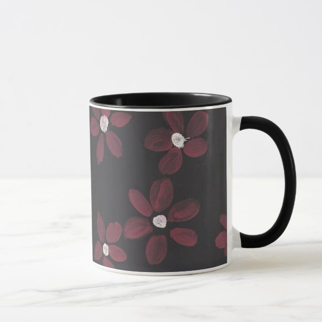 Black and Pink Floral Mug (Right)