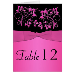 Black and Pink Floral Table Number Card