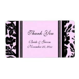 Black and Pink Floral Wedding Labels