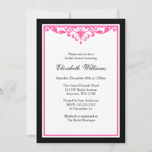 Black and Pink Flourish Bridal Shower Invitation