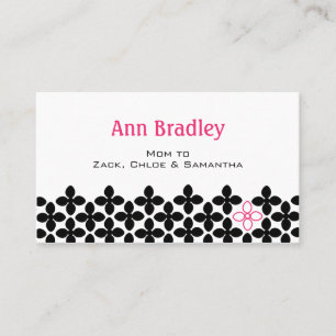Black and Pink Flower Mum Calling Card