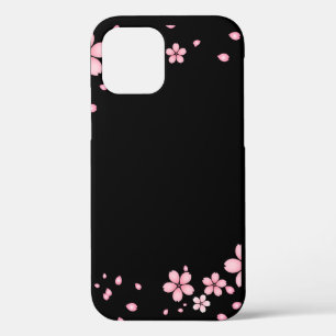 Black And Pink Flowers  iPhone 12 Case