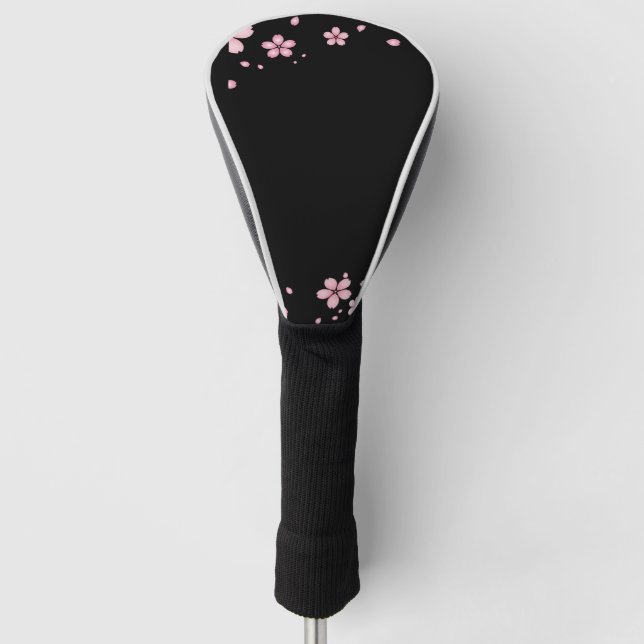 Black And Pink Flowers  Golf Head Cover (Front)